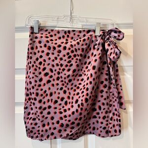 Pink Animal Print Tie-Side Mini Skirt